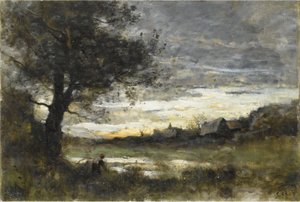 Memory of Normandy, Sunset by Jean Baptiste Camille Corot